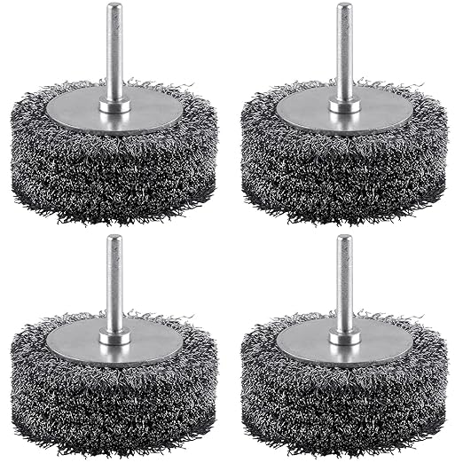 Rocaris 4 Pack Wire Brush for Drill Set,3 Inch Wire Wheel for Drill Attachments,Heavy Duty Wire Wheel Removal Paint Rust & Corrosion, 0.0118" Carbon Steel Wire, 1/4in Shank, 20000RPM
