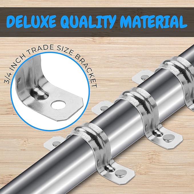 OhLectric OL-43176 Two Hole Rigid Pipe Strap - Sturdy Steel Strap Clamps - Zinc Plated Steel - Reinforced Rib - Corrosion Resistant - Easy to Install - 3/4 Inches (Pack of 50)