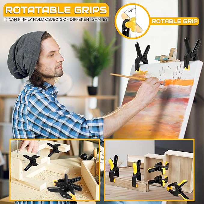 10 Pack Plastic Spring Clamps - 4 Inch Heavy Duty Clips Clamps for Crafts with textured handles - Ballon arch Clips for Tarps holding, Photography and Home Improvement