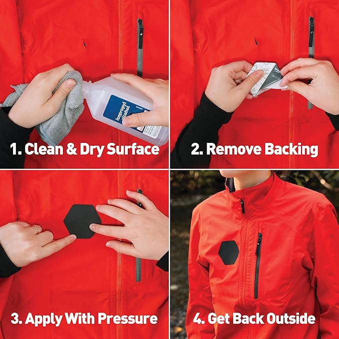 GEAR AID Tenacious Tape Hex 2.5” and 1.5” Repair Patches, Peel-and-Stick to Fix Holes and Burns in Down Jackets, Rain Gear, Tents, Tarps and More
