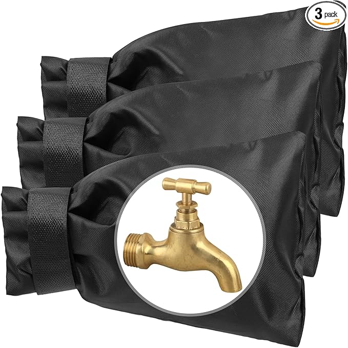 3 Pieces Outdoor Faucet Covers,Winter Anti-Freeze 9.8" H X 7" W Faucet Insulation Cover Winter Outdoor Pipe Insulation Protective Cover,Outdoor Wall Garden Courtyard Faucet Covers (Black)