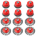 12 Pack Wire Brushes - 4 Inch Angle Grinder Wire Wheel, 5/8 Inch Threaded Arbor, 0.02 Inch Carbon Steel