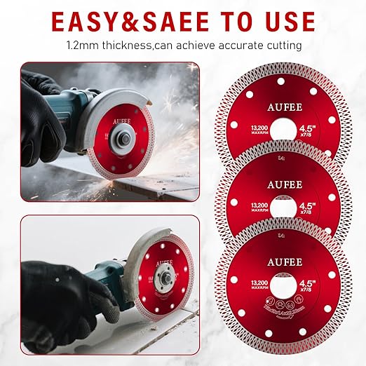 5 Pcs Diamond Saw Blades, 4-1/2'' Tile Cutting Blades for Angle Grinder, Glass Cutting Disc Grinder Blades for Cutting Porcelain Ceramic Granite Marble (Red)