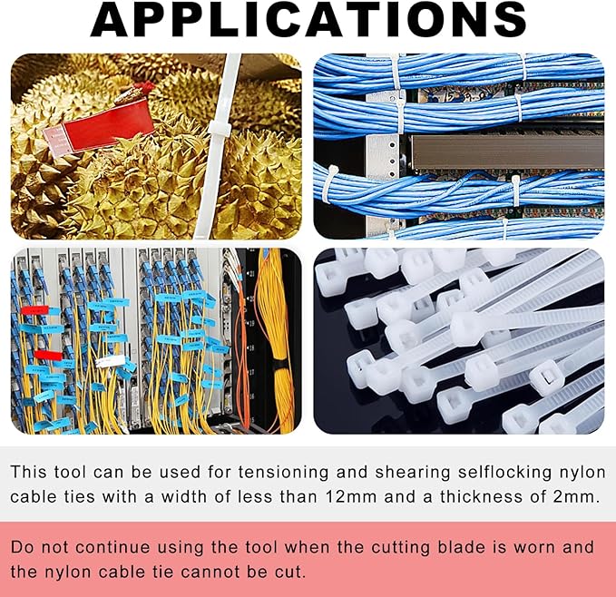 Zhushan Cable Tie Tool: Fasten and Cut Cables with Ease - Fits 2.8mm~12mm Nylon Ties