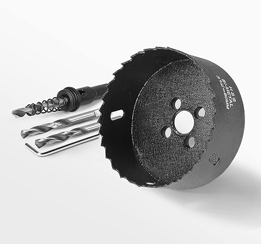 3-1/8 Inch Hole Saw with 3/8" Triangle Shank Quick Change Arbor, JTemgle Bi-Metal Hole Saw Heavy Duty Hole Cutting Tool for Cornhole Boards, Recessed Lights, Wood, Plastic, Drywall & Soft Metal