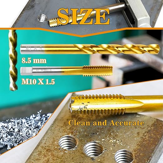 M10x1.5 Tap and 8.5mm Drill Bit Kit, M2 HSS Metric Drill and Tap Set, Combination of Drill and Tap Kit for Metal