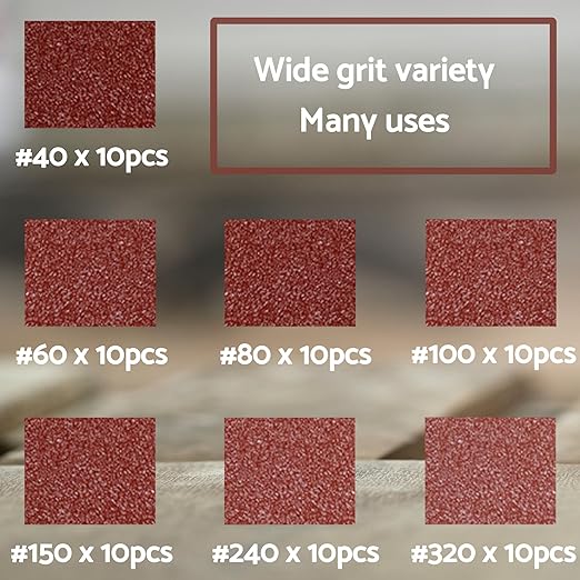 S&F STEAD & FAST Mouse Sander Sandpaper 70pcs, 40 60 80 100 150 240 320 Grit Mouse Sanding Pads, Ryobi Sander Replacement Pad, Detail Sand Paper with Tack Cloth