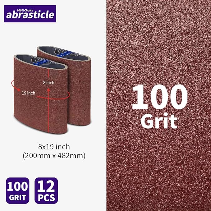 12 Packs 8 x 19 inch 100 Grit Cloth Floor Sanding Belts Ideal for Sanding Commercial and Residential Flooring