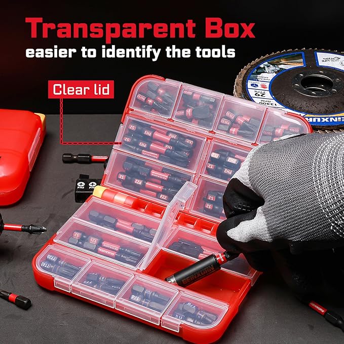 76 pieces Impact Screwdriver Bits Set, Magnetic S2 Steel Multi Insert Power Bits Tips with Impact Bit Holder with Storage Box（PH/TORX/SQ/PZ/HEX/SL）