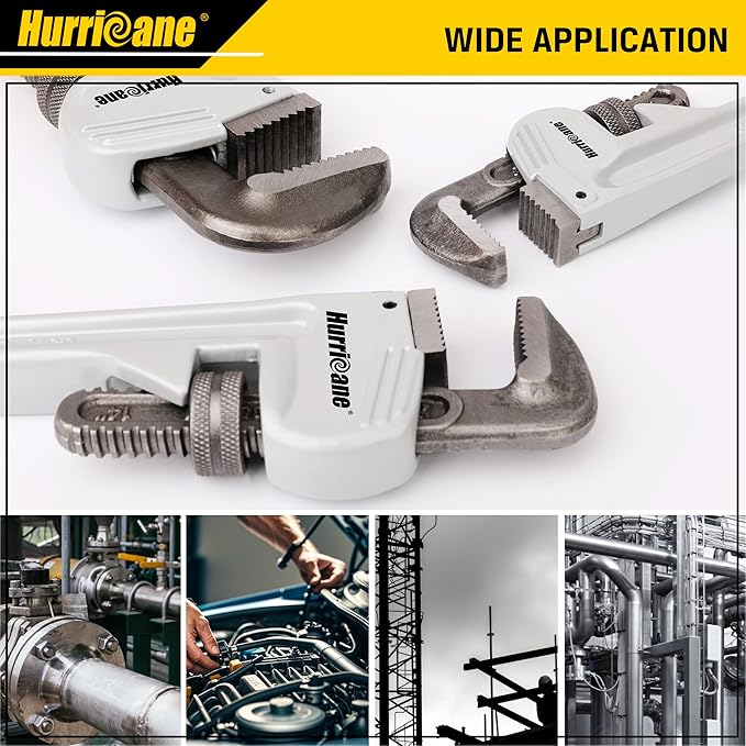 HURRICANE 3-Piece Aluminum Pipe Wrench Set,10", 14", 18", Heavy Duty Adjustable Plumbing Wrench Set, 40% Lighter, Wider Application Range