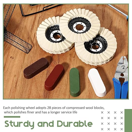9 Pcs Felt Flap Disc Abrasives Buffing Polishing Wheel and Compounds Set 5 Pcs Wool Polishing Disc 4 Compound Wool Buffing Wheel Pad for Angle Grinder