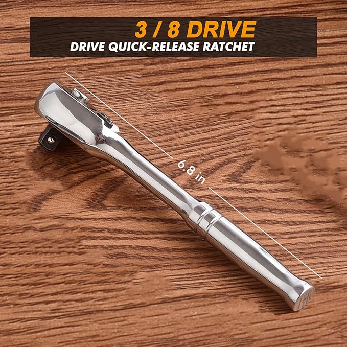 3/8 Drive Ratchet Wrench, 72-Tooth 3/8 Ratchet Socket Wrench with Quick-release and Reversible Switch(3/8 inch)