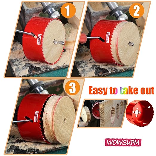 9-27/32” HSS Bi Metal Hole Saw Cutter with Arbor Heavy Duty Hole Saw Bit for Wood Drywall Plastic Aluminum Mild Steel Iron Metal Stainless Steel