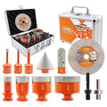 BGTEC Diamond Hole Saw Kit - 12PCS 6/6/8/19/35/50/65mm Drill Bits+20mm Milling Finger Bit+50mm Chamfering Bit+SDS/HEX+115mm Tile Blade for Porcelain Tile Ceramic Granite Marble Stoneware