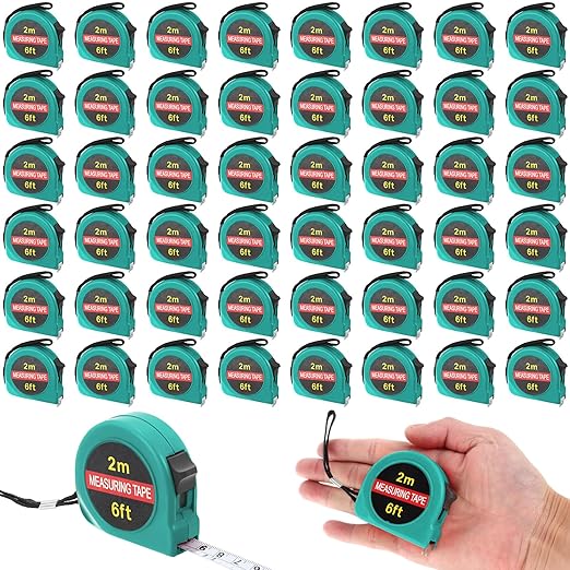 50 Pcs 6 FT Mini Tape Measure Retractable Bulk Small Measuring Tape Pocket Size Measurement Tool for Operation Christmas Items Party Favor Gifts Stuffers for Men(Water Green)