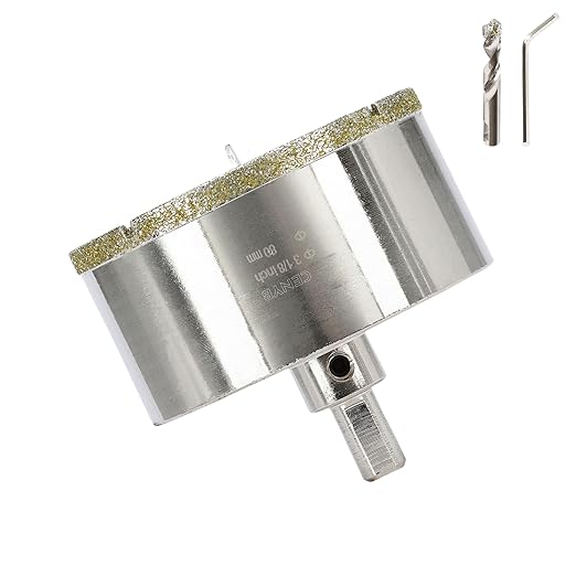 3-1/8inch | 80mm Diamond Hole Saw with Center Drill bit and Diamond-Coated Center Drill bit for Ceramic Glass Marble Fiberglass Granite and Porcelain Tiles by CENYB