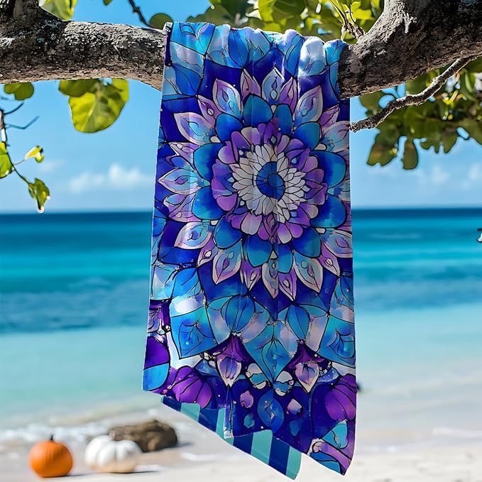 2 Pack Microfiber Beach Towel Oversized 71"x32" Sand Free Quick Dry Absorbent Lightweight Thin , Compact Towels for Travel Swimming Pool Yoga Gym Camping Beach Accessories Vacation Essentials Gift