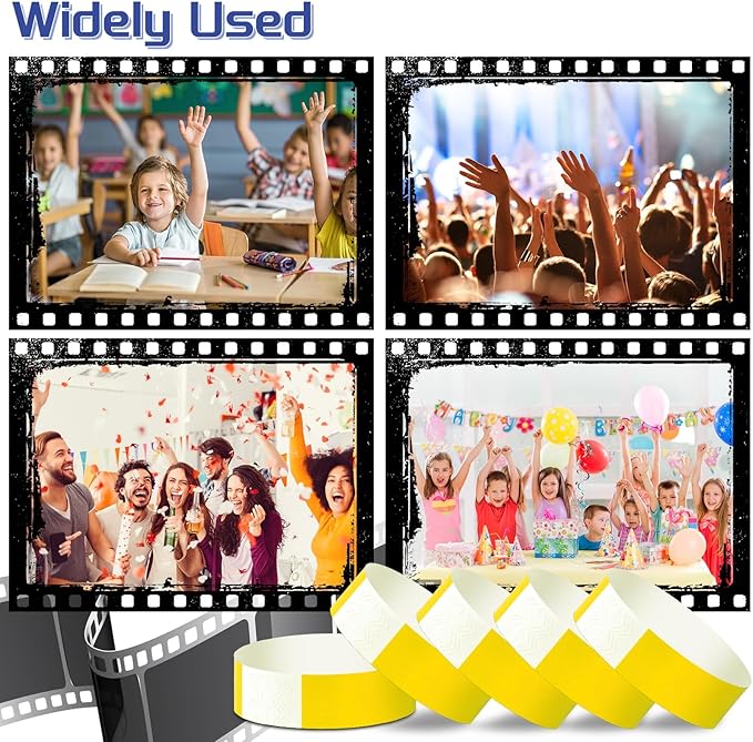 2000 Pcs Paper Wristbands for Events Waterproof Neon Yellow Wrist Bands Adhesive Concert Identification Wristbands Hand Bands for Events(Yellow)
