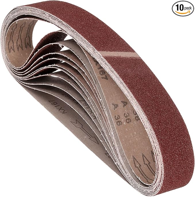 10 Pcs Sanding Belts 1-1/2 x 30 Inch 36 Grit Aluminum Oxide Abrasive Sandpaper for Belt Sander Metal Grinding Wood Working Weld Rust Removal