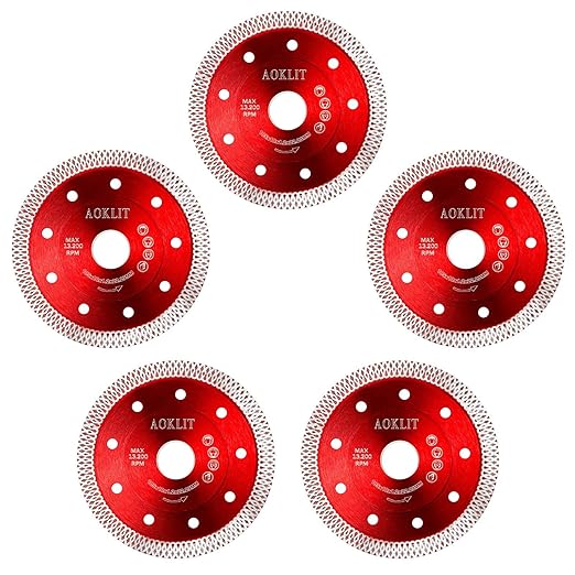 5 Pcs Diamond Saw Blade, 4" Super Thin Tile Grinding Blade, Diamond Blade for Angle Grinder Cutting Porcelain Tile Granite Marbles