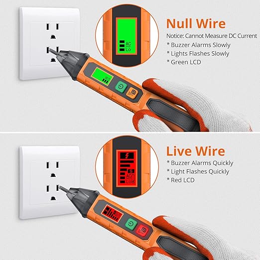 Proster Non Contact Voltage Tester Pen - Adjustable AC Voltage Detector, Electric Volt Pen Tester Pen 12-1000V/48-1000V with LED Flashlight