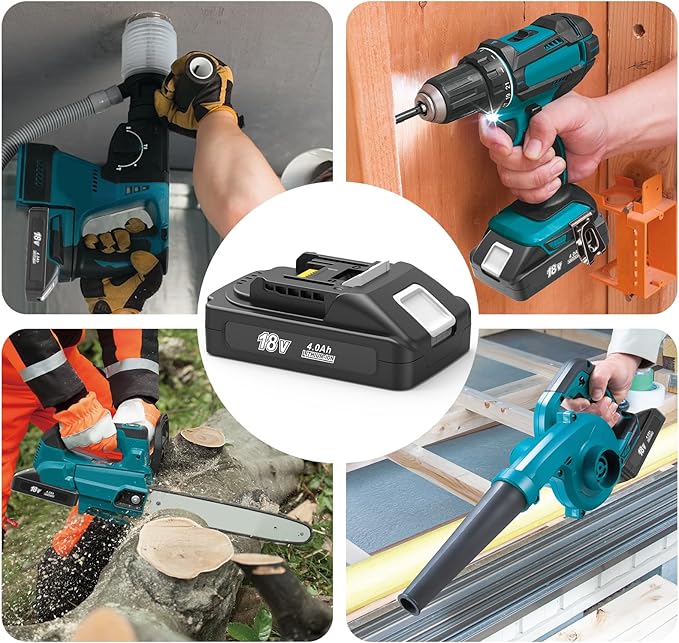 2 Pack 4000 mAh 18 Volt Battery Replace for Makita 18V Lithium Ion Battery BL1840B BL1815 BL1850B BL1860B, Compatible with makita 18v Charger and Cordless Power Tools