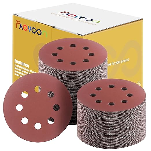 Sanding Disc 5 Inch 8 Hole, 100 Pcs Orbital Sanding Discs Hook and Loop, Sandpaper for polishing and Grinding, 800 Grit Sand Paper for Random Orbital Sander