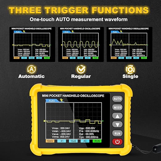 Mini Handheld Oscilloscope Kit,Pocket Portable Oscilloscope 2.5MS/s Sampling Rate,500KHz Bandwidth, 2.8 inch TFT，Type-C,Trigger Function Auto/Nomal/Single