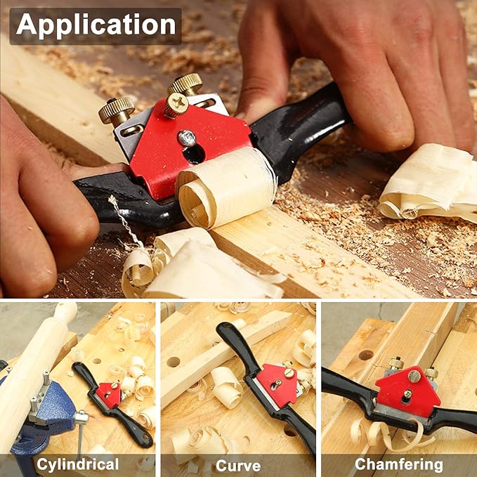 2pcs Adjustable SpokeShave with Flat Base, 6pcs Metal Blade and 1pcs Portable Woodworking Planes Wood Working Hand Tool Perfect for Wood Craft, Craver, Working