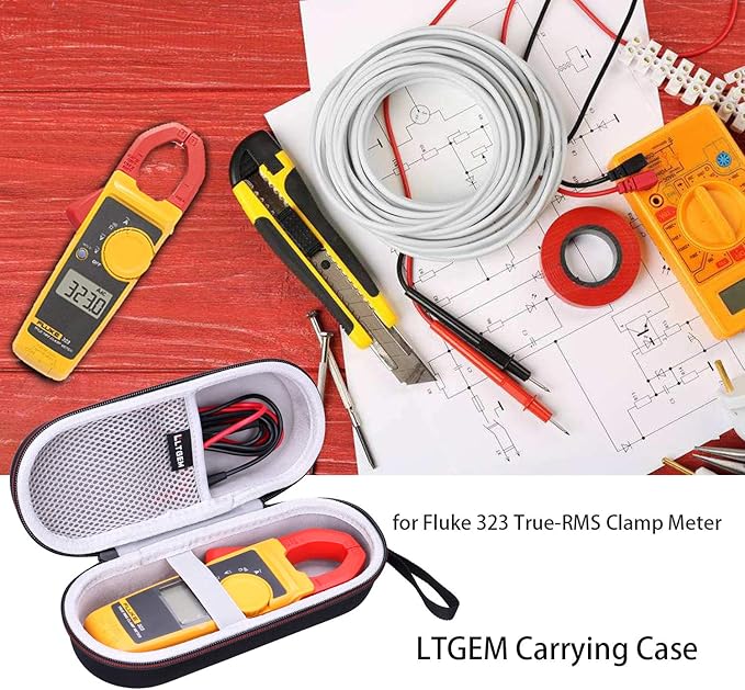 LTGEM Hard Case Compatible with Fluke 323/302+ / 301D / 324/325 Clamp Meter Clamp Multimeter AC-DC TRMS, Mesh Pocket for Accessories(Case Only)