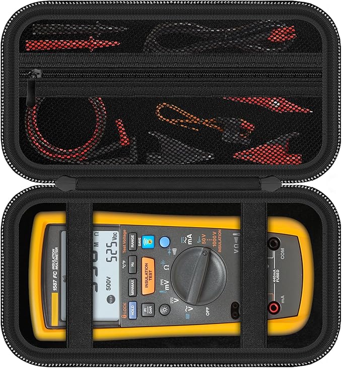 Carrying Case for Fluke1587 FC/ 87-V/ 87V Max/ 88V/ 15B+/ 17B+/ 1503/1507/1508/1577 Multimeter Testers and Accessories, Multimeter Storage Bag Organizer Box (Case Only)