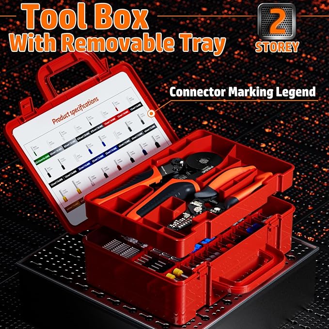 PEBA Ferrule Crimping Tool, with 24 Types of Wire Ferrules/Twin Ferrules Connectors and AWG 28-7 Self-Adjusting Crimping Pliers, Wire Stripper | Hexagonal Crimper for Insulated/Uninsulated Ferrules