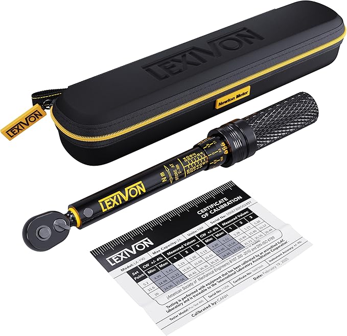 LEXIVON Bike Torque Wrench 1/4-Inch Drive, Newton Meter | 72-Tooth Gear, Dual-Direction Click Type, 2-26 Nm (17.7-230.1 in-lb) | Portable for Road & Mountain Bicycles (LX-190)