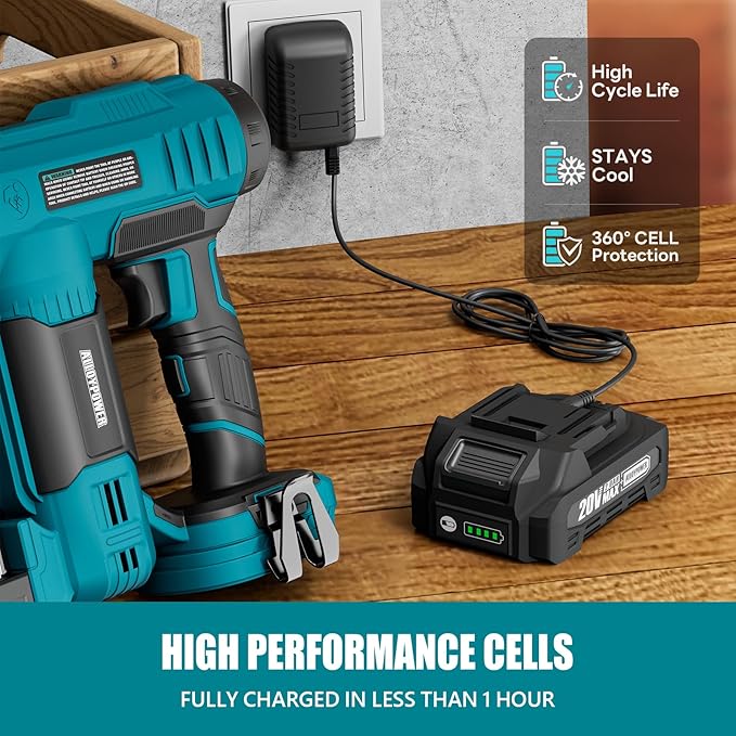 ALLOYPOWER 18 Gauge Nail Gun Battery Powered, 2 in 1 Cordless Brad Nailer/Electric Stapler with 2.0Ah Battery and Charger,1000pcs Nails and 500pcs Staples Included for Home Improvement & Woodworking