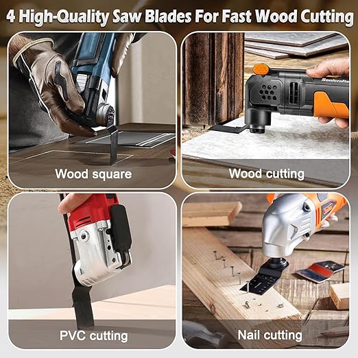 162pcs Oscillating Tool Sanding Pads Kit, 4pcs Triangle Sanding Pads, 4pcs Finger Sanding Pad and 4pcs Multi Tool Blades, 150pcs Multitool Sandpaper Set, Fit for Finishing Wood Sanding
