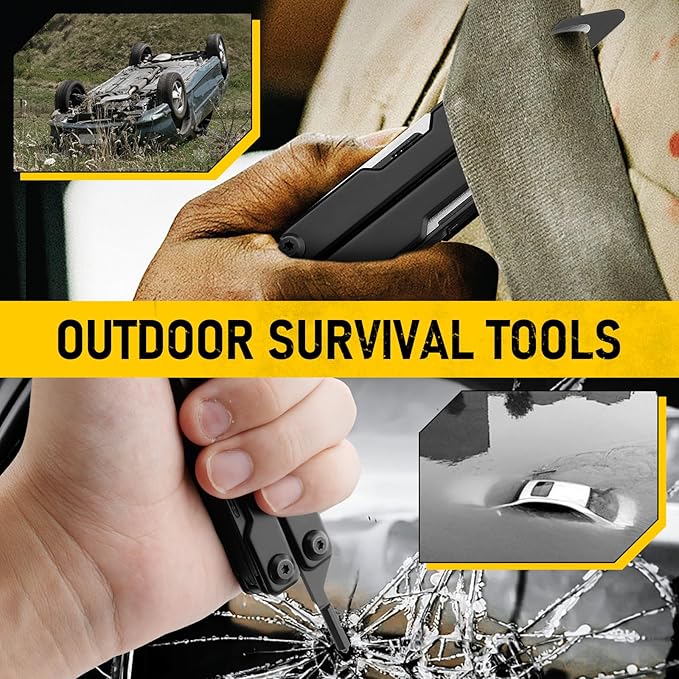 BIBURY Mini Multitool BI2052AB, EDC Multitool Scissors w/Window Breaker, Seat Belt Cutter, Bottle Opener for Outdoor Survival, TSA Approved Keychain Multi-tool Cool Gadget, Gifts for Men and Women