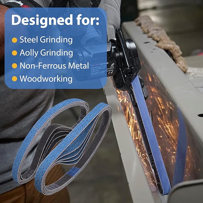 1/2 x 18 Inch Zirconia Sanding Belts for Metal, 80 Grit 1/2 x 18 Sander Belt for Air Belt Sander, Zirconia Metal Grinding Sand Paper for Knife Blade Sharpening, Metal Polishing, Derusting, 40Pcs