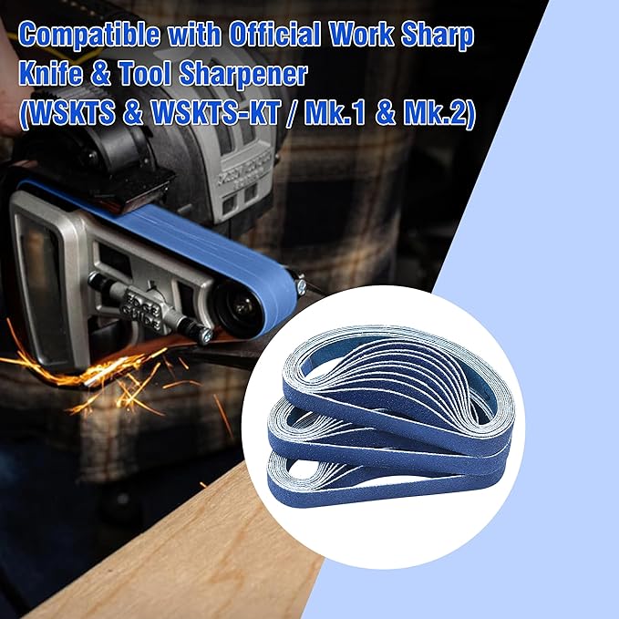 1/2 x 12 Inch Knife Sharpener Sanding Belts for Work Sharp, 120 Grit Replacement Sharpening Belt Kit for Official Work Sharp (WSKTS & WSKTS-KT/Mk.1 & Mk.2) Knife & Tool Sharpener, 30 Pcs