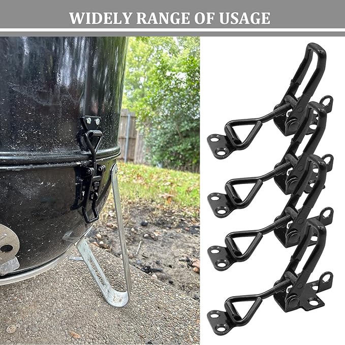 4 Pack Toggle Clamp Latch 4003 Style 1320lbs Capacity, Black Adjustable Toggle Clamps with Lock, Heavy Duty Latch Clamp with Quick Metal Release for Cabinet Boxes, Trunk Clamps and Smoker Doors