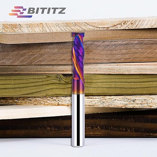 Up & Down Cut Spiral Router Bit 1/4 Inch Shank 1/4 Inch Cutting Diameter 1/10 inch Cutting Length with Extra Long Life Coating CNC Router Bits End Mill for Wood Cutting, Slot Mortise, Engraving