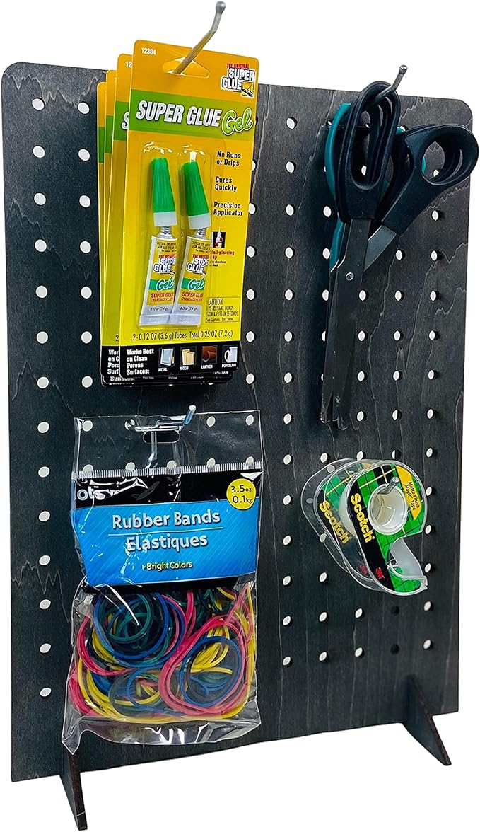Torched Pegboard Display Stand for Jewelry, Craft Shows, Selling, Vendor Events, Tools, Peg Board Accessories Rack Organizer, XL 11.75" L x 4.3" W x 15.75" H, Ebony