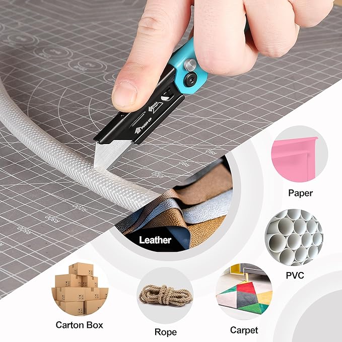 WORKPRO 3-Pack Folding Utility Knife, Razor Blade Knife with Safety Axis Lock, Quick Change Blade Box Cutter, EDC Pocket Knife with Belt Clip
