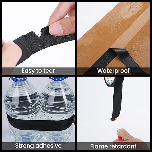 Adhes Wire Harness Tape, 10 Rolls 1inch x 50feet, High Temp Automotive Felt Cloth Tape for Engine Wire Loom, Noise Dampening, Cable Protection, and Electrical Bundling
