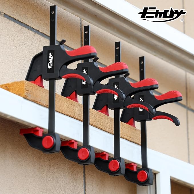 6" Bar Clamps for Woodworking, 4-Piece One-Handed Clamp/Spreader, Light-Duty Quick-Change F Clamp with 170 lbs Load Limit