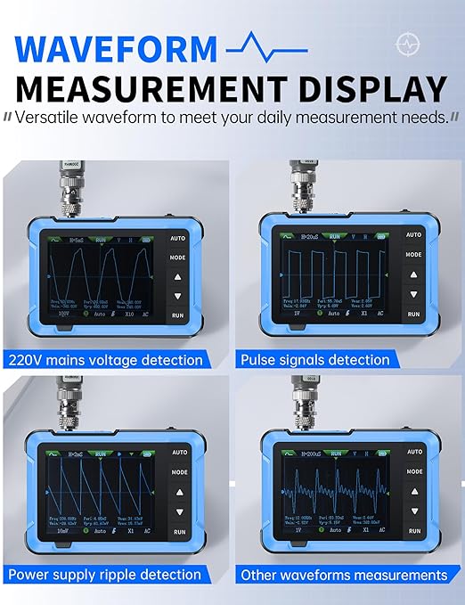 FNIRSI DSO-510 Handheld Oscilloscope/DDS Signal Generator 2 in 1, Digital Portable Automotive Oscilloscope 2.8 inch TFT, 10MHz Bandwidth, 48MS/s Sampling Rate, Trigger Function Auto/Nomal/Single