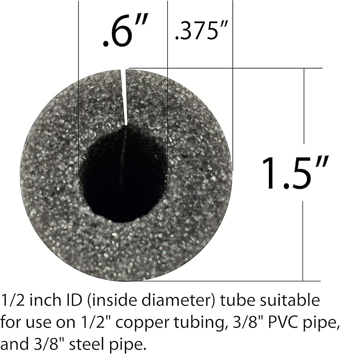 Foam King Pipe Insulation for 1/2 inch Copper Pipe 3 Foot Length, Pack of 4