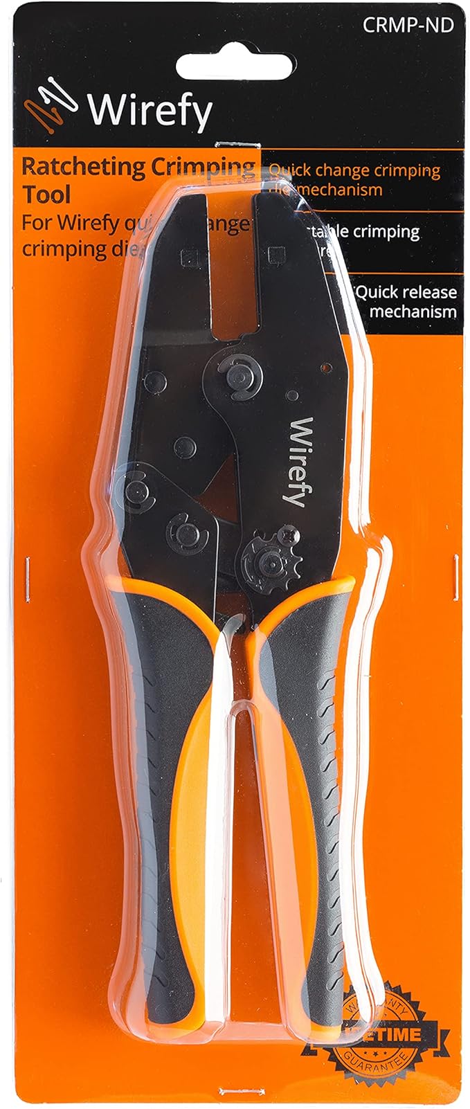 Wirefy Crimping Tool 8.7" for Quick Change Crimping Dies - Ratcheting Wire Crimper - Crimping Pliers - Terminal Crimp Tool - 26-8 AWG (Crimping Dies Sold Separately)