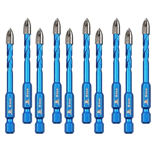 Masonry Drill Bit BRSCHNITT 10pcs Carbide Tips Concrete Drill Bit Set for Pots Bottles Ceramic Tile Glass Brick Ceramic Hex Shank