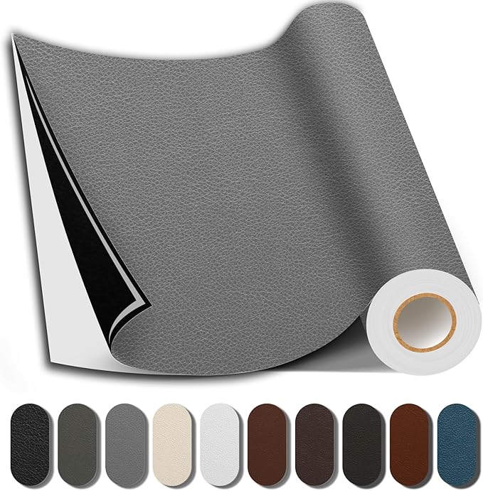 Shagoom Leather Repair Patch, 35X79 Inch Repair Patch Self Adhesive Waterproof, DIY Large Leather Patches for Couches, Furniture, Kitchen Cabinets, Wall （Gray, 35X79 Inch）