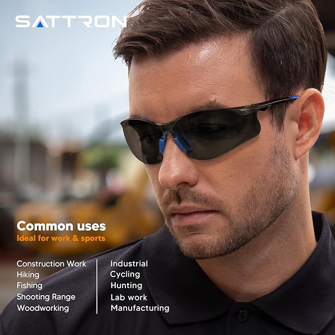 Safety Glasses Tinted 12 Pack, Protective Eyewear for Men Women UV Protection ANSI Z87.1, Safety Sunglasses Bulk Scratch Impact Resistant Eye Protection with Nose Pads for Construction Work Smoke